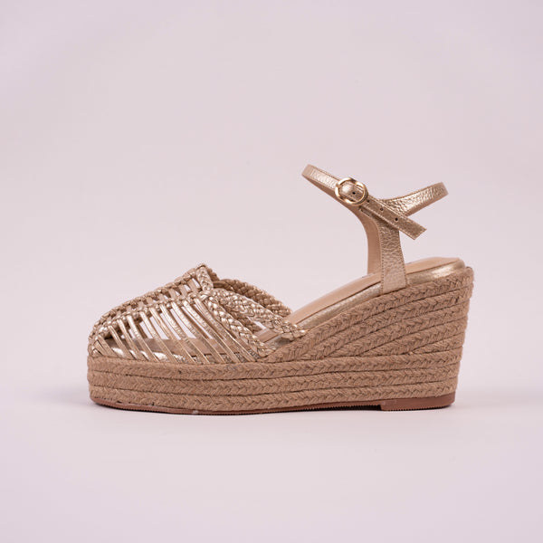 Plataforma Espadrilles Tejida Oro