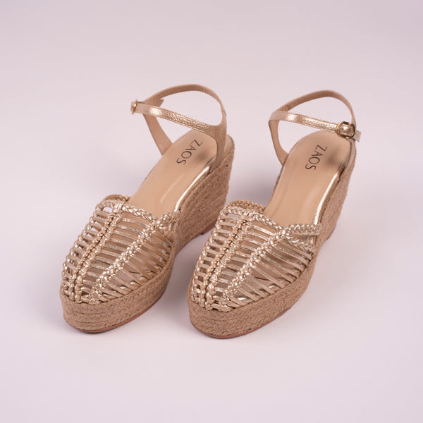 Plataforma Espadrilles Tejida Oro