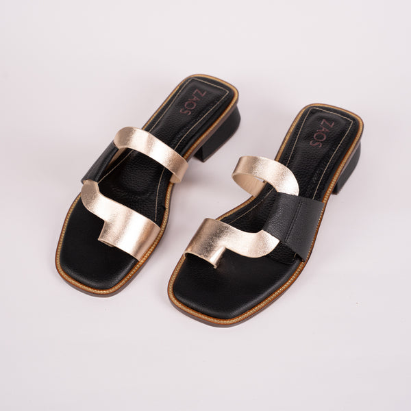 Sandalia Santorini Negro * Dorado