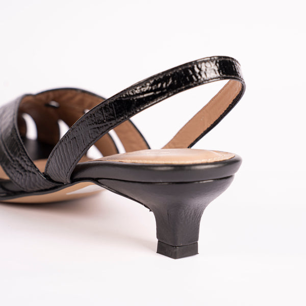 Tacones Stilettos Fosil Charol Negro