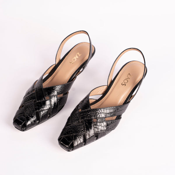 Tacones Stilettos Fosil Charol Negro