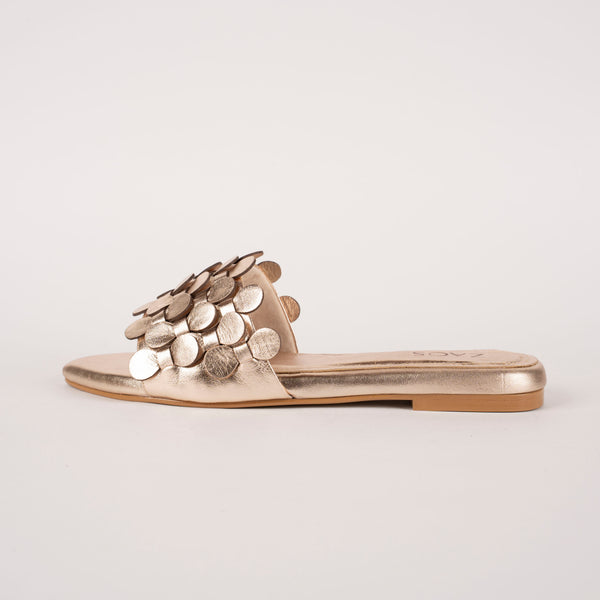 Sandalias Plana Vestir Folia Oro