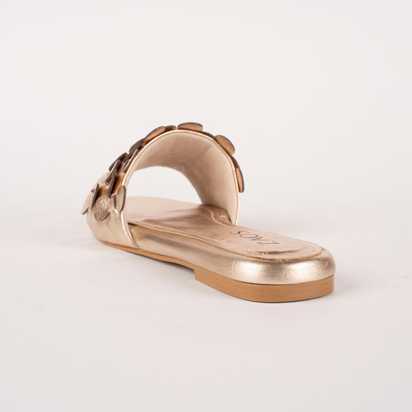 Sandalias Plana Vestir Folia Oro