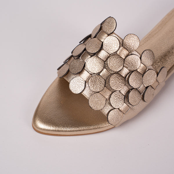 Sandalias Plana Vestir Folia Oro