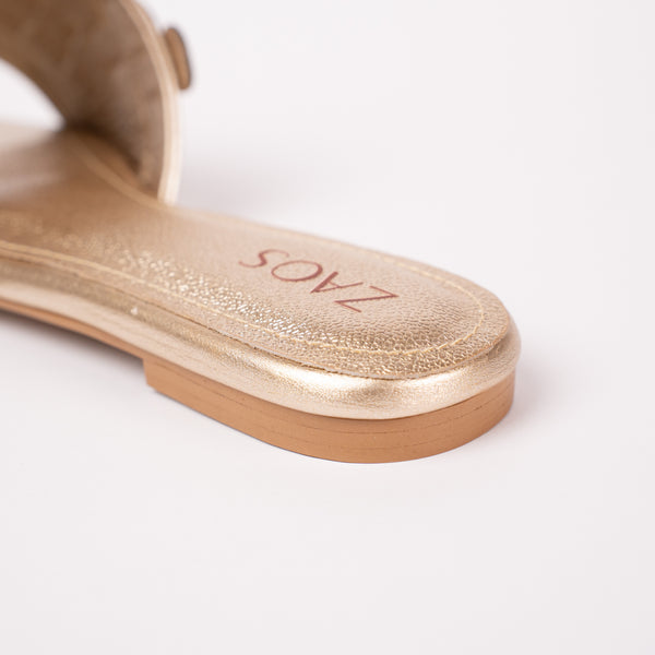 Sandalias Plana Vestir Folia Oro