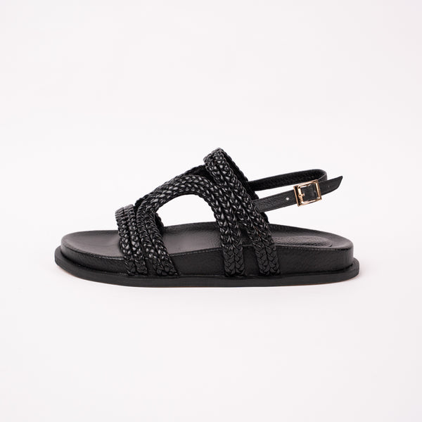 Sandalia Canoa Negra Trenzada