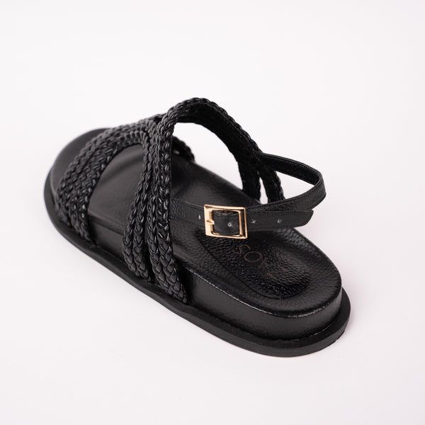 Sandalia Canoa Negra Trenzada