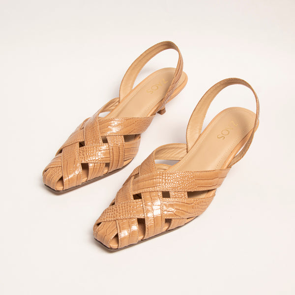 Tacones Stilettos Fosil Charol Macadamia