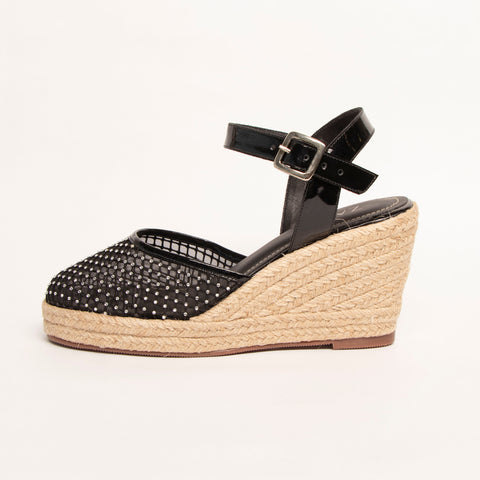 Plataforma Espadrilles Negro Brillo