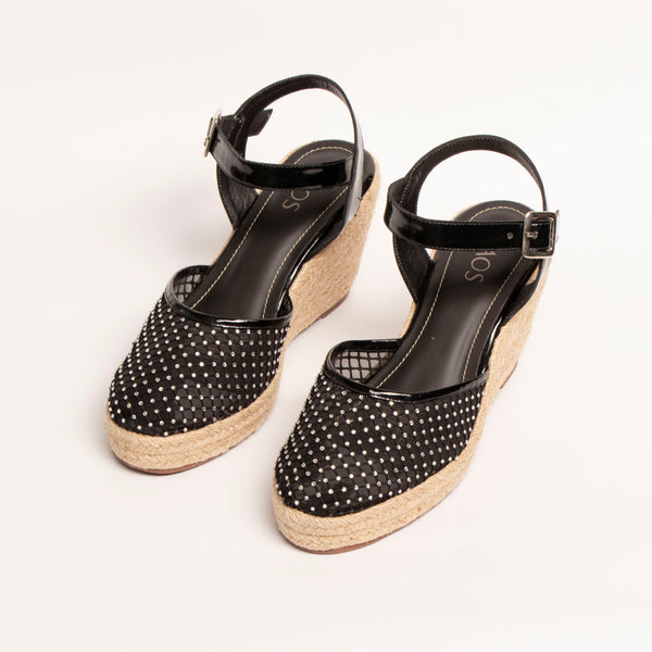 Plataforma Espadrilles Negro Brillo