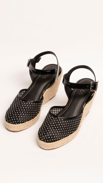 Plataforma Espadrilles Negro Brillo