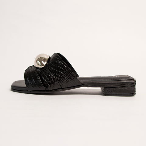 Sandalia Fosil Charol Negro