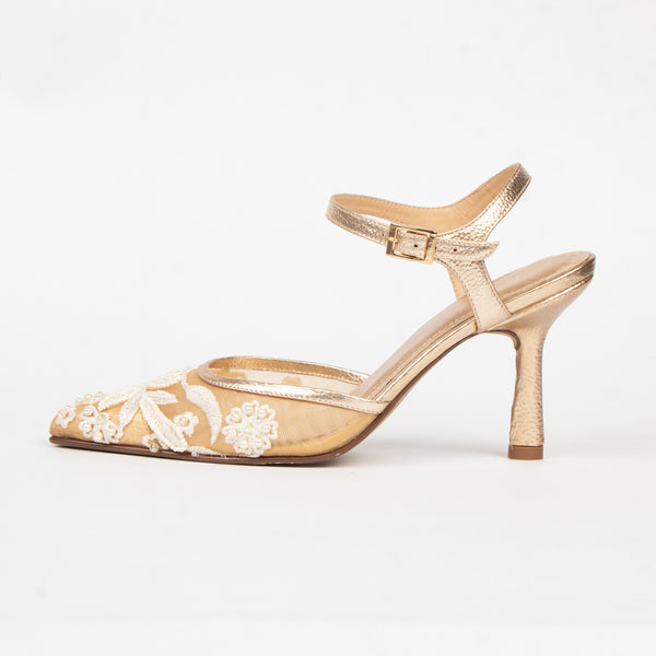 Tacones Amelia Folia Maya * Oro