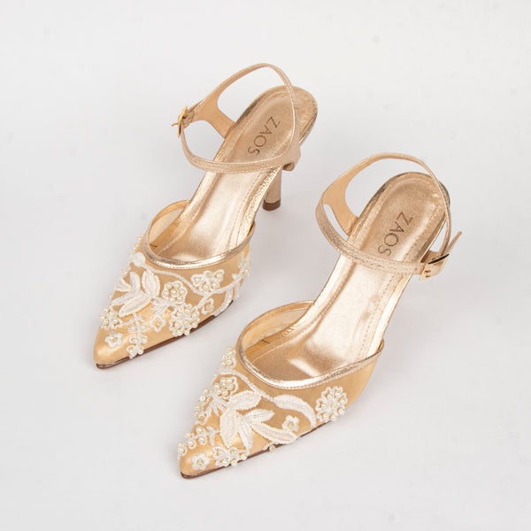 Tacones Amelia Folia Maya * Oro