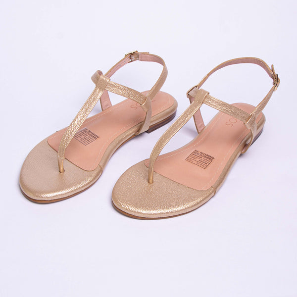 Sale Sandalias Oro Tres Puntadas
